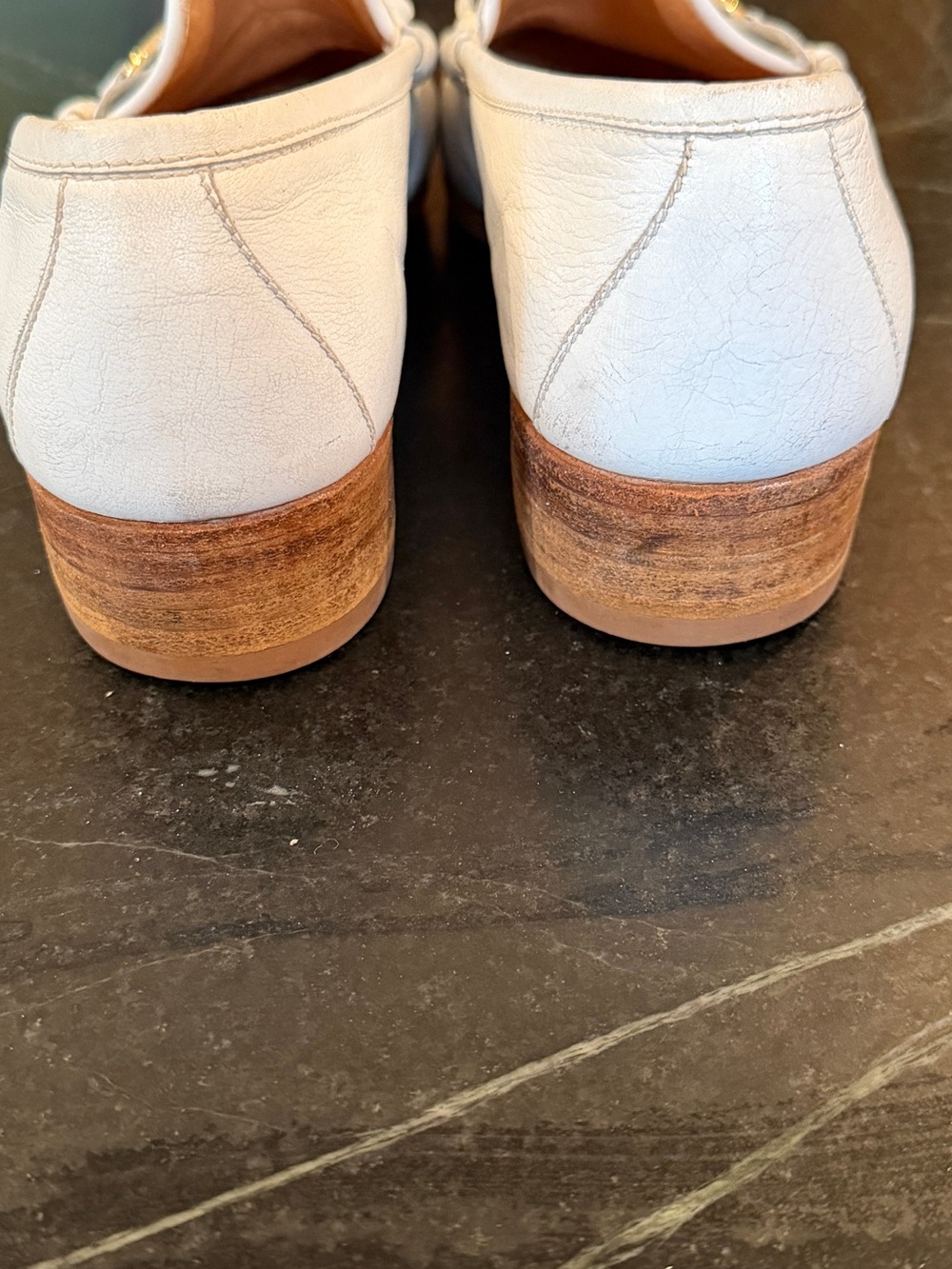 Gucci White Leather Horsebit Loafers - Picture 7 of 8